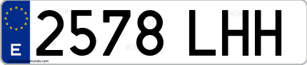 Ejemplo de matrícula de coche ordinaria 2578 LHH