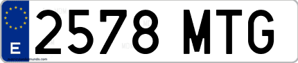 Ejemplo de matrícula de coche ordinaria 2578 MTG