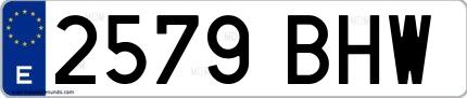 Ejemplo de matrícula española 2579 BHW