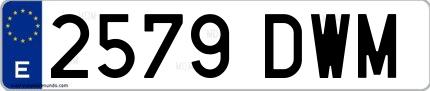 Ejemplo de matrícula española 2579 DWM