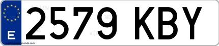 Ejemplo de matrícula española 2579 KBY