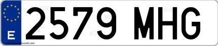 Ejemplo de matrícula española 2579 MHG