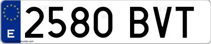 Ejemplo de matrícula española 2580 BVT