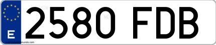 Ejemplo de matrícula española 2580 FDB