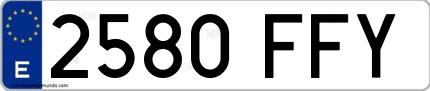 Ejemplo de matrícula española 2580 FFY