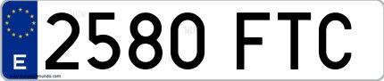 Ejemplo de matrícula española 2580 FTC