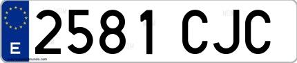 Ejemplo de matrícula española 2581 CJC