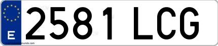 Ejemplo de matrícula española 2581 LCG