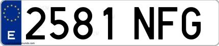 Ejemplo de matrícula española 2581 NFG