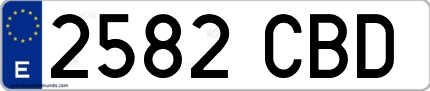 Ejemplo de matrícula de coche ordinaria 2582 CBD