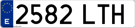 Ejemplo de matrícula de coche ordinaria 2582 LTH