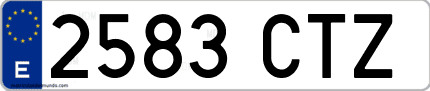 Ejemplo de matrícula de coche ordinaria 2583 CTZ