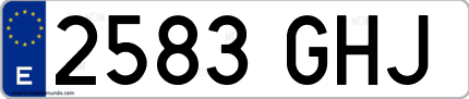 Ejemplo de matrícula de coche ordinaria 2583 GHJ
