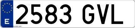 Ejemplo de matrícula española 2583 GVL