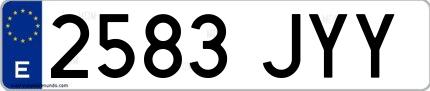Ejemplo de matrícula española 2583 JYY