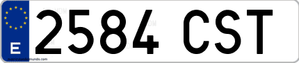 Ejemplo de matrícula de coche ordinaria 2584 CST
