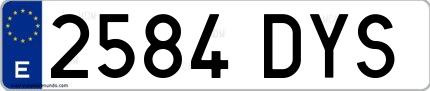 Ejemplo de matrícula española 2584 DYS
