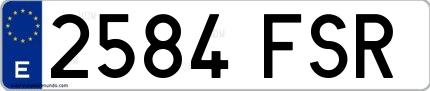 Ejemplo de matrícula española 2584 FSR