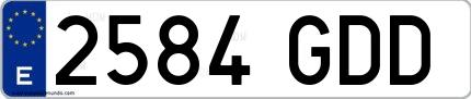 Ejemplo de matrícula española 2584 GDD