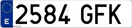 Ejemplo de matrícula española 2584 GFK