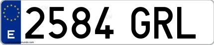 Ejemplo de matrícula española 2584 GRL
