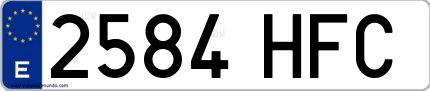 Ejemplo de matrícula española 2584 HFC