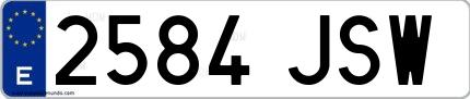 Ejemplo de matrícula española 2584 JSW