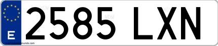 Ejemplo de matrícula española 2585 LXN