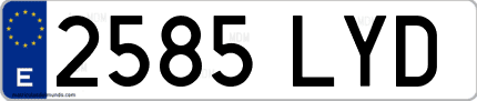 Ejemplo de matrícula de coche ordinaria 2585 LYD