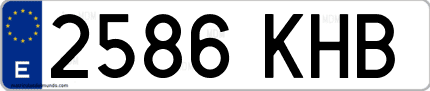 Ejemplo de matrícula de coche ordinaria 2586 KHB