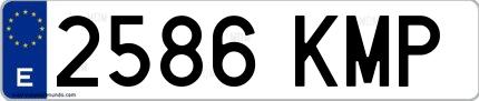 Ejemplo de matrícula española 2586 KMP