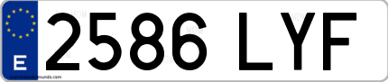 Ejemplo de matrícula de coche ordinaria 2586 LYF