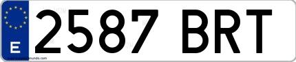 Ejemplo de matrícula española 2587 BRT