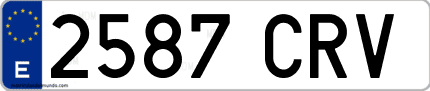 Ejemplo de matrícula de coche ordinaria 2587 CRV