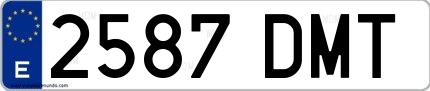 Ejemplo de matrícula española 2587 DMT