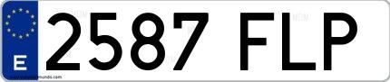 Ejemplo de matrícula española 2587 FLP