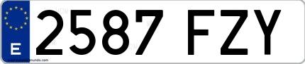 Ejemplo de matrícula española 2587 FZY