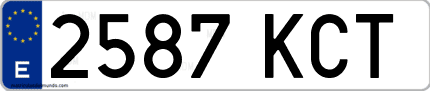 Ejemplo de matrícula de coche ordinaria 2587 KCT