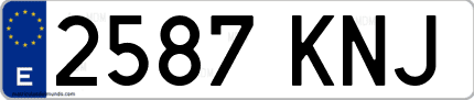 Ejemplo de matrícula de coche ordinaria 2587 KNJ