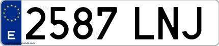Ejemplo de matrícula española 2587 LNJ