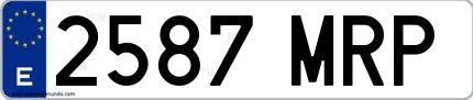 Ejemplo de matrícula española 2587 MRP