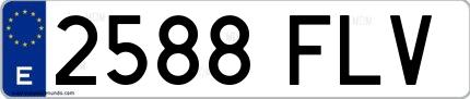 Ejemplo de matrícula española 2588 FLV