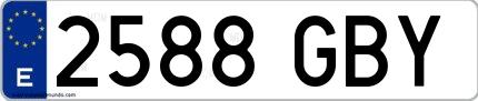 Ejemplo de matrícula española 2588 GBY