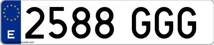 Ejemplo de matrícula española 2588 GGG