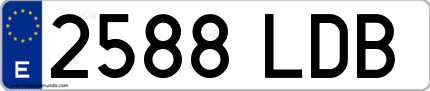 Ejemplo de matrícula de coche ordinaria 2588 LDB
