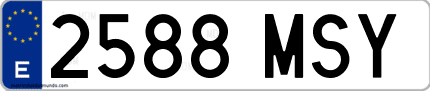 Ejemplo de matrícula de coche ordinaria 2588 MSY