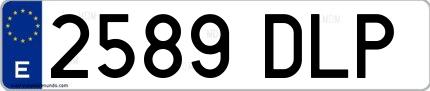 Ejemplo de matrícula española 2589 DLP