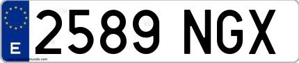 Ejemplo de matrícula española 2589 NGX