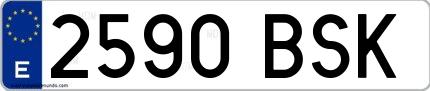 Ejemplo de matrícula española 2590 BSK