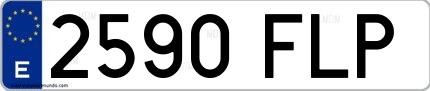Ejemplo de matrícula española 2590 FLP